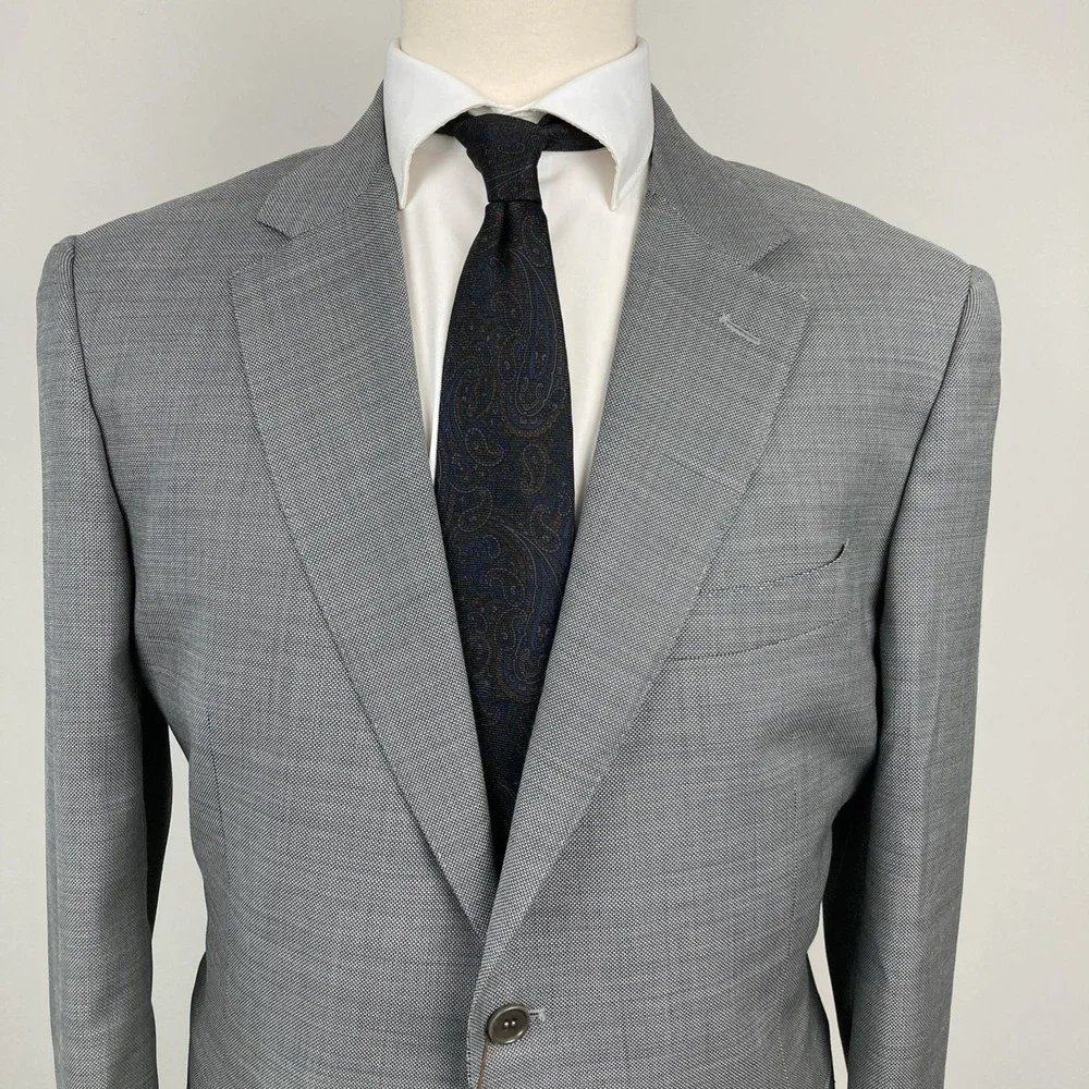 CANALI Men's Slim Fit‎ 100% Wool Grey Woven Suit, Size 46R (56 EU)